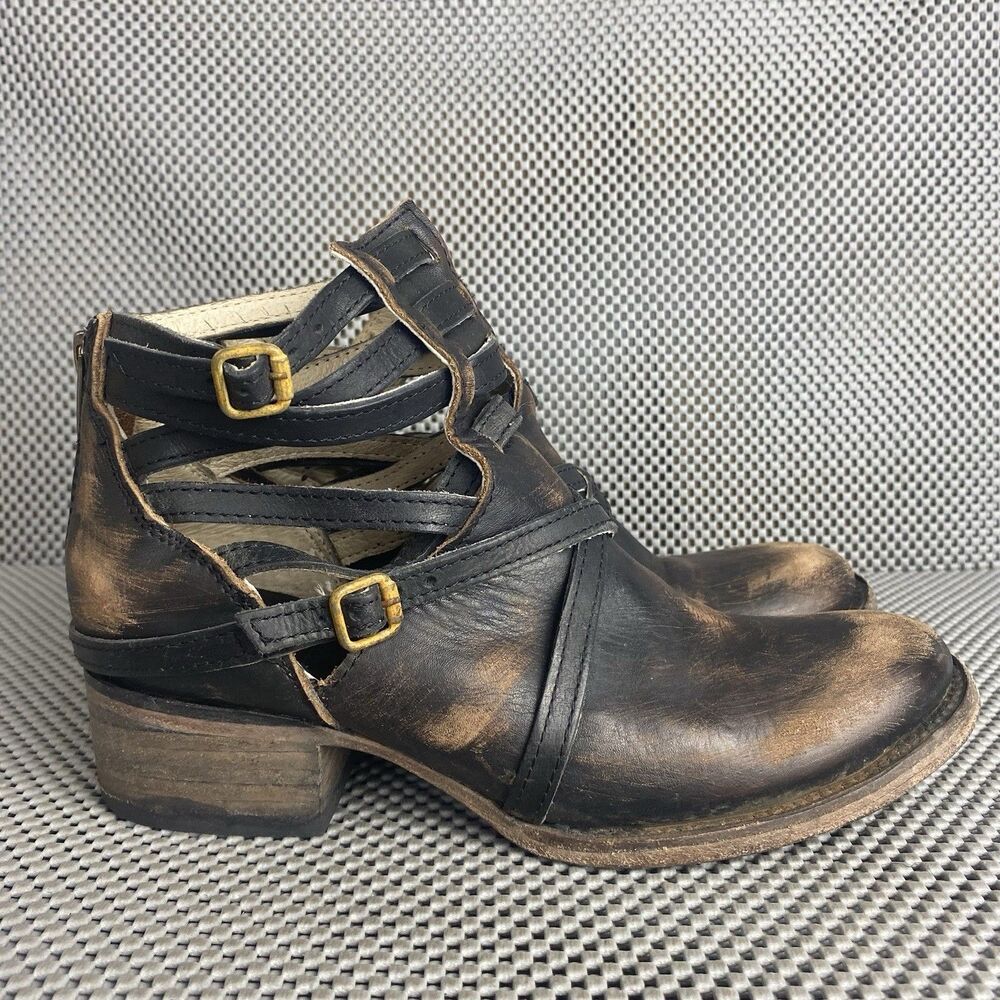 Freebird Stair By Steven Ankle Boots Womens Size 7 Brown Leather Made In Mexico